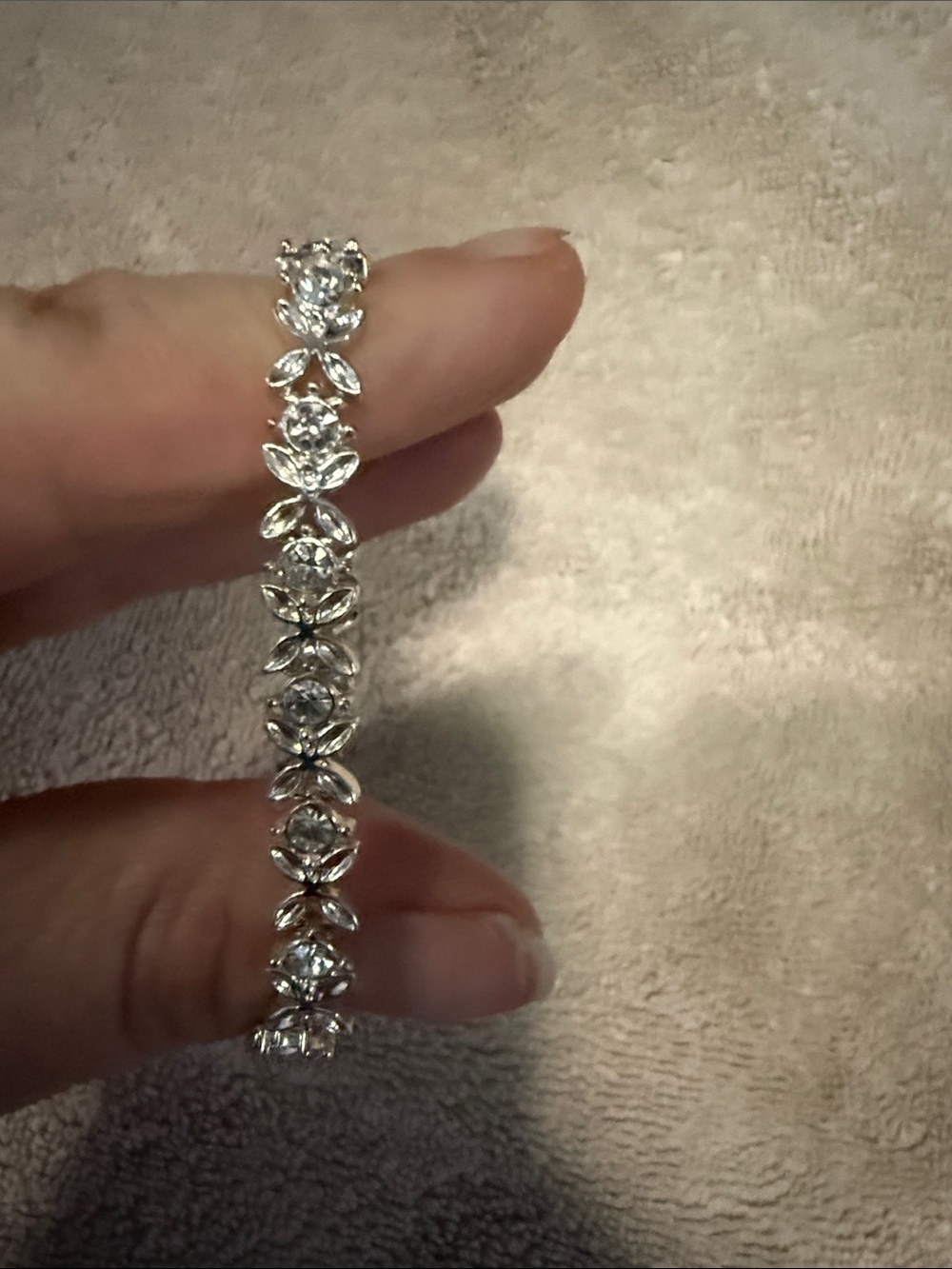 Avon Silver-Tone Crystal Link Bracelet
